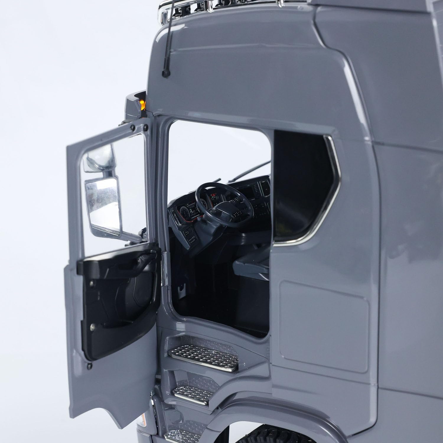 1/14 6X6 RC Tractor Truck Metal Chassis Differential Lock Axles Light Sound System Remote Control Car 2-Speed Transmission Hobby Grade Model(Grey)