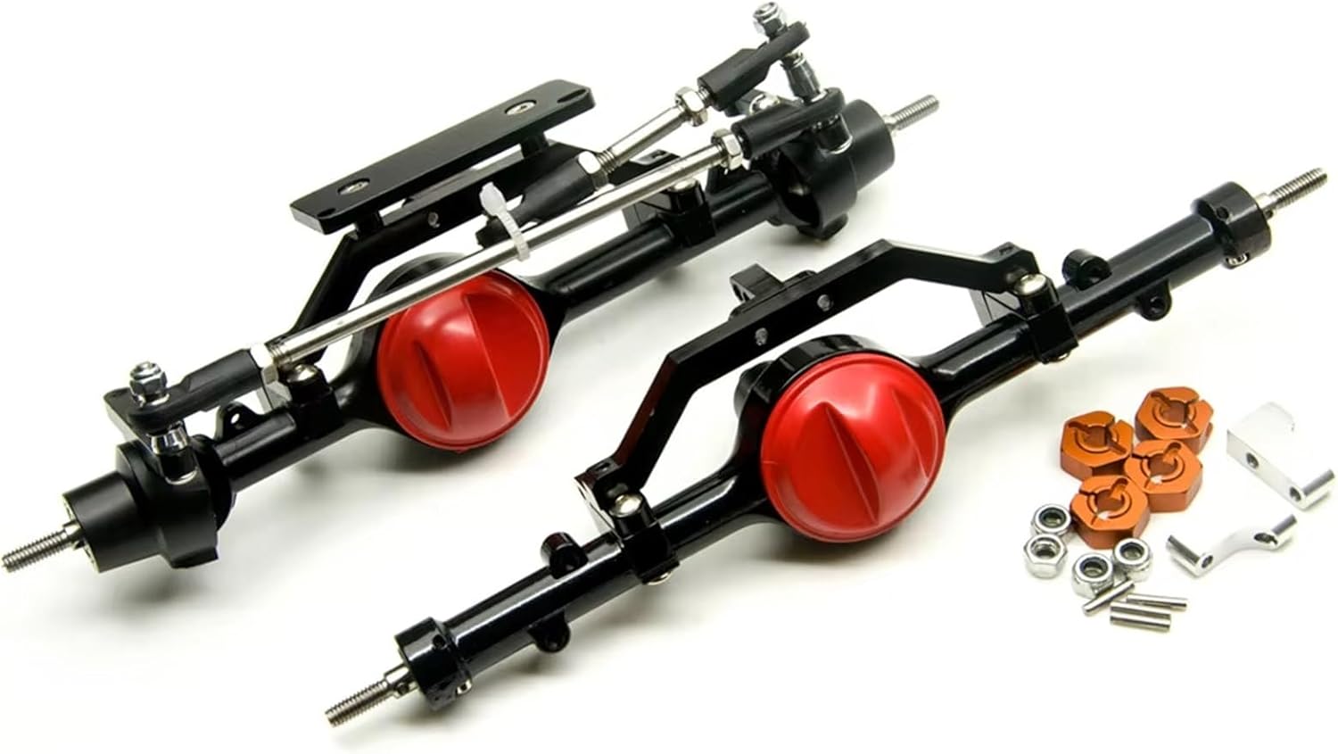 Compatible with Axial for SCX10 D90 D110 1:10 RC Car Upgrade Parts Spare Front Rear Axles Aluminum Complete Axle with Screws RC Car Part Accessories(Front and Rear)