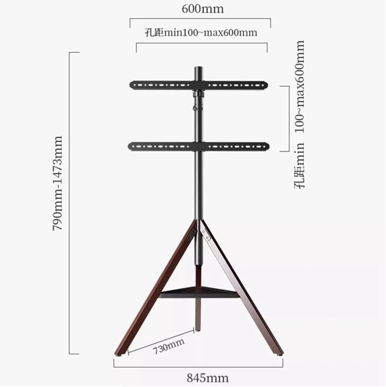 Floor Standing TV Stand Solid Wood Monitor Stand with Tray Height Adjustable for 32