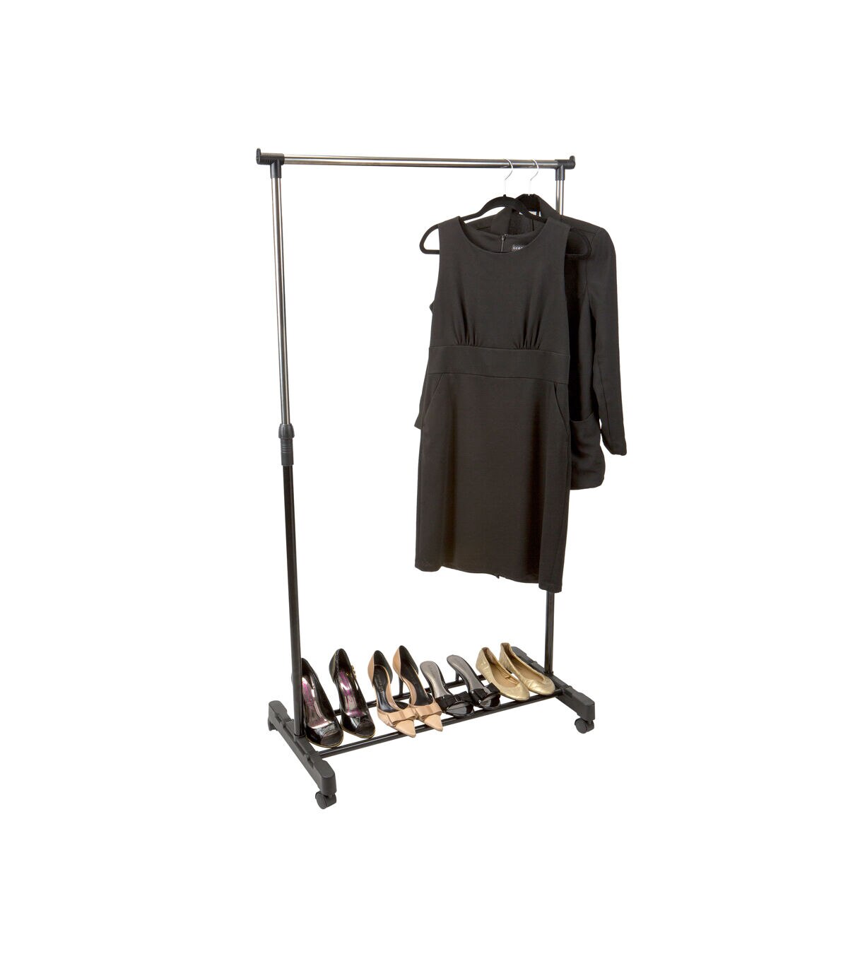 Simplify 31.5 Single Tier Adjustable Height Rolling Garment Rack
