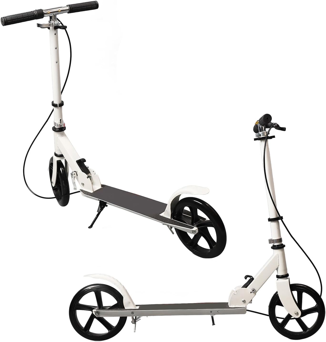 Generic Adjustable Scooter, Foldable Kick Scooter for Adults Teens with Handbrake, Anti Slip Shock Absorption, Load 150kg, Aluminum Stainless Steel