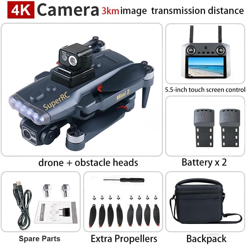 Professional Drones with 4K HD Camera & 3-Axis Gimbal for Adult, Q3 PRO Mini 2 GPS Auto Return FPV Drone with 5.5