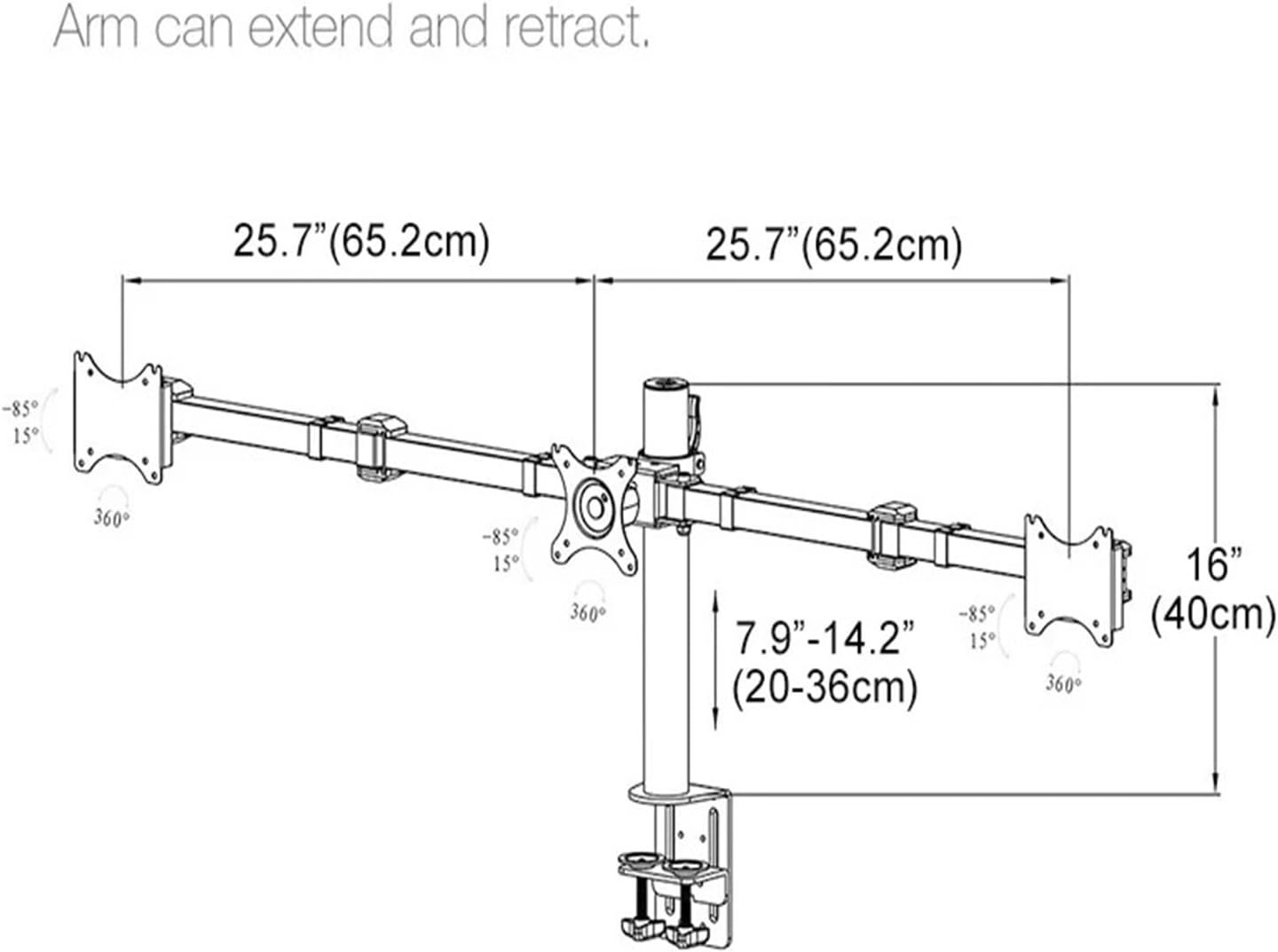 Desktop Triple Stand Arm Adjustable Monitor Stand TV Stand for Three 10