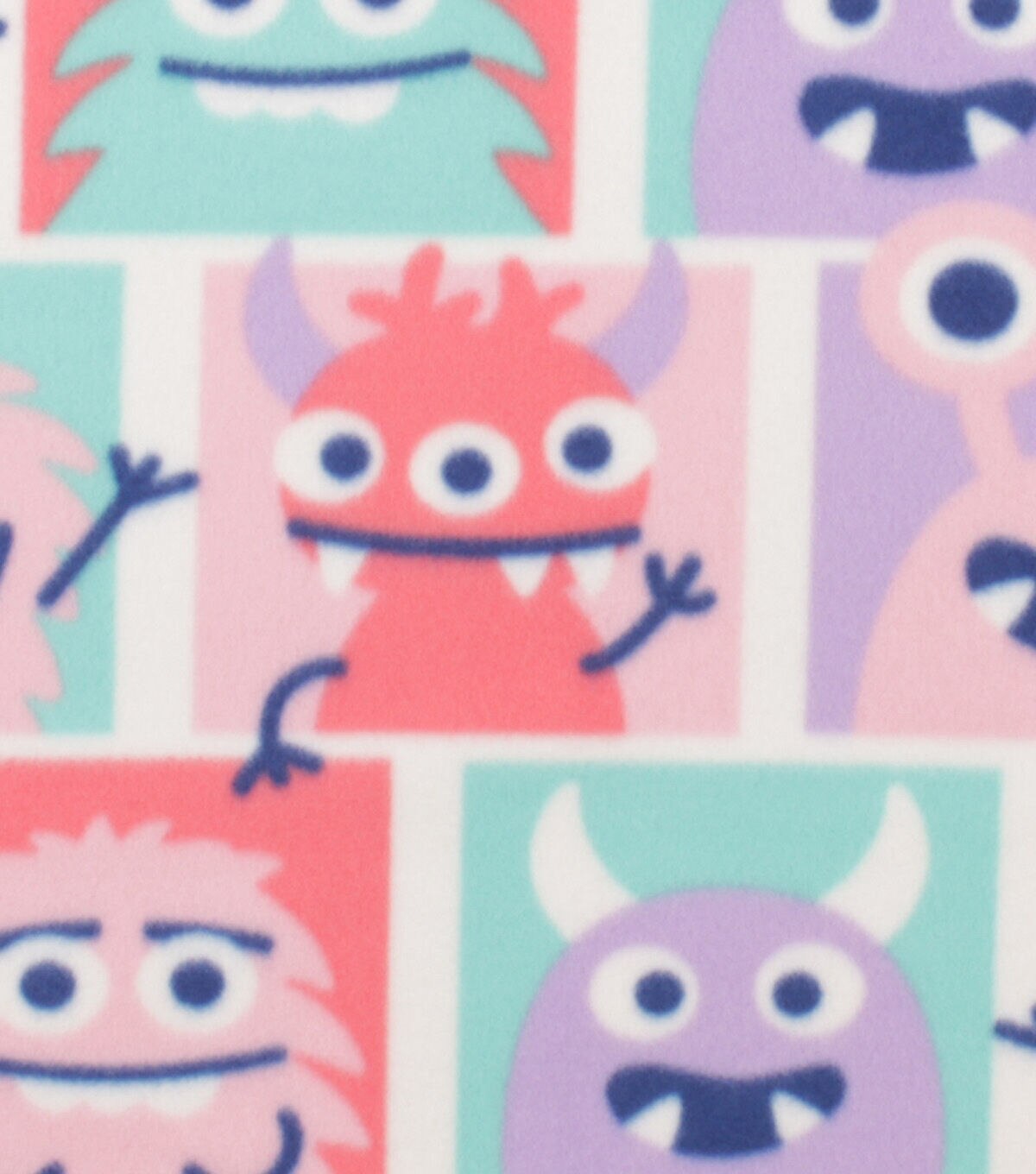 Pink Grid Monsters Blizzard Fleece Fabric