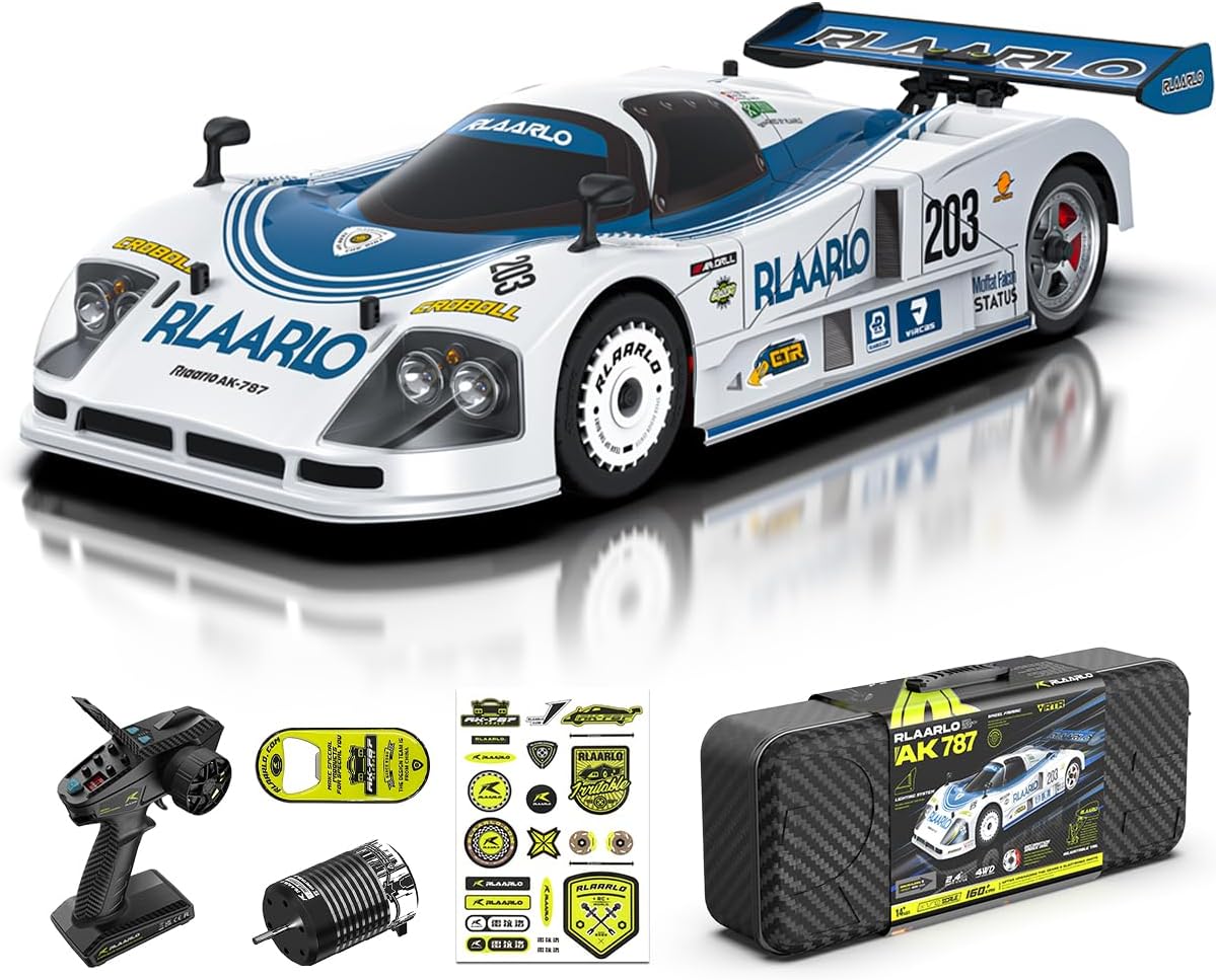 AMORIL RLAARLO 1/10 AK-787 Super Fast Brushless RC Drift Cars for Adults,Max 200KM/H Carbon Fiber On-Road Supercar with 3660 3900KV Brushless Motor,120A ESC,9KG Metal Servo,Waterproof Suitcase