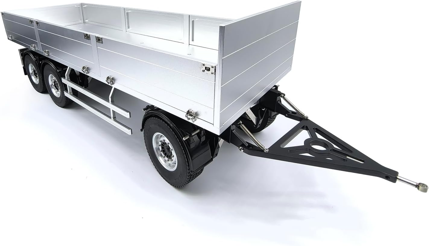TOUCAN RC HOBBY 1/14 Metal 3 Axles Full Trailer for RC Hydraulic Dumper Truck Construction Vehicle for Ages 14+