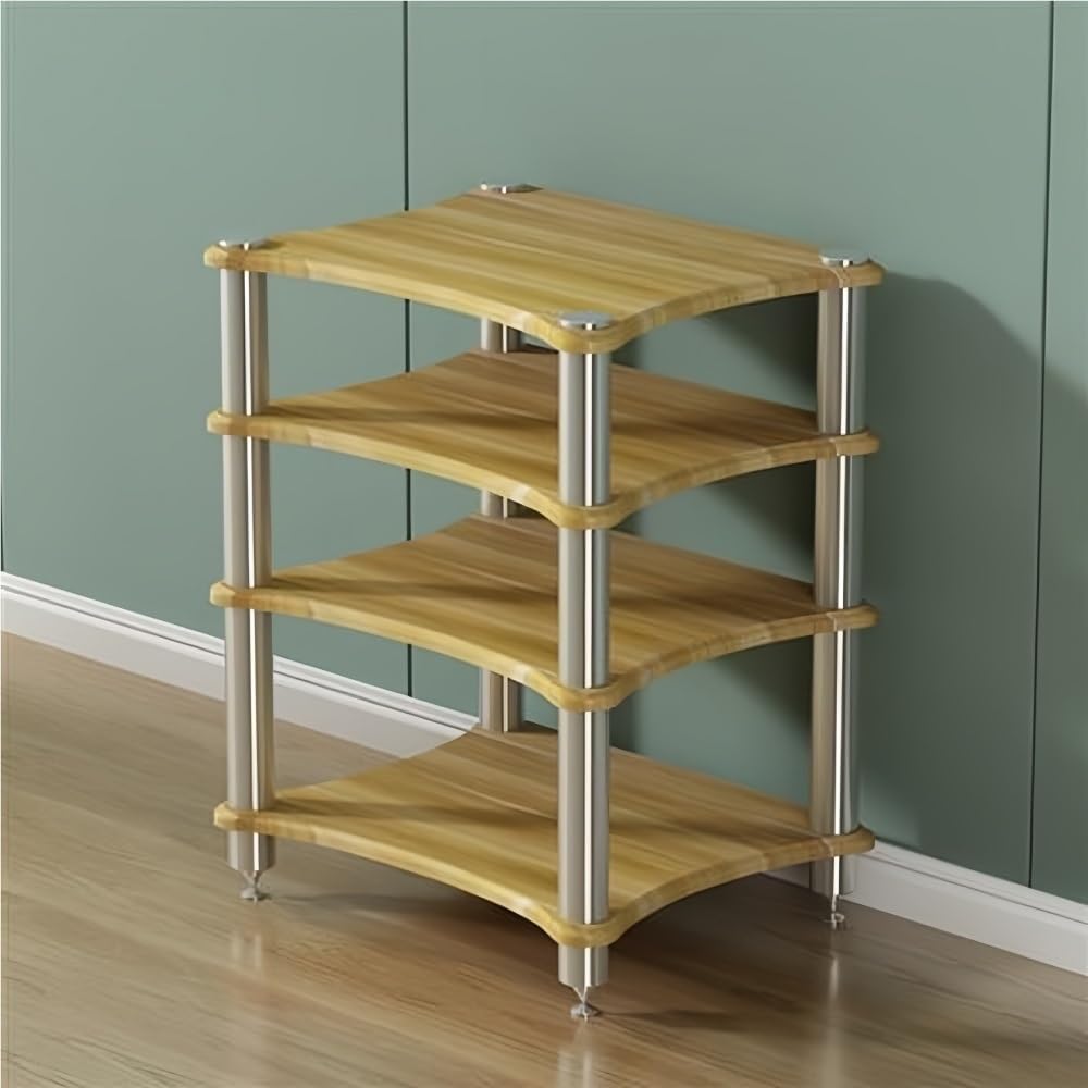 Stacked Audio Equipment Rack with Shock-Absorbing Feet