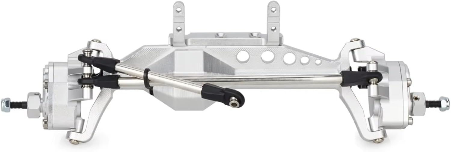 Compatible with SCX10 III H10 Optic 1/10 RC Cars Upgrade Parts Accessories Aluminum Offset Portal Axle Set with Servo Mount RC Front and Rear Axle(Silver,1Set)