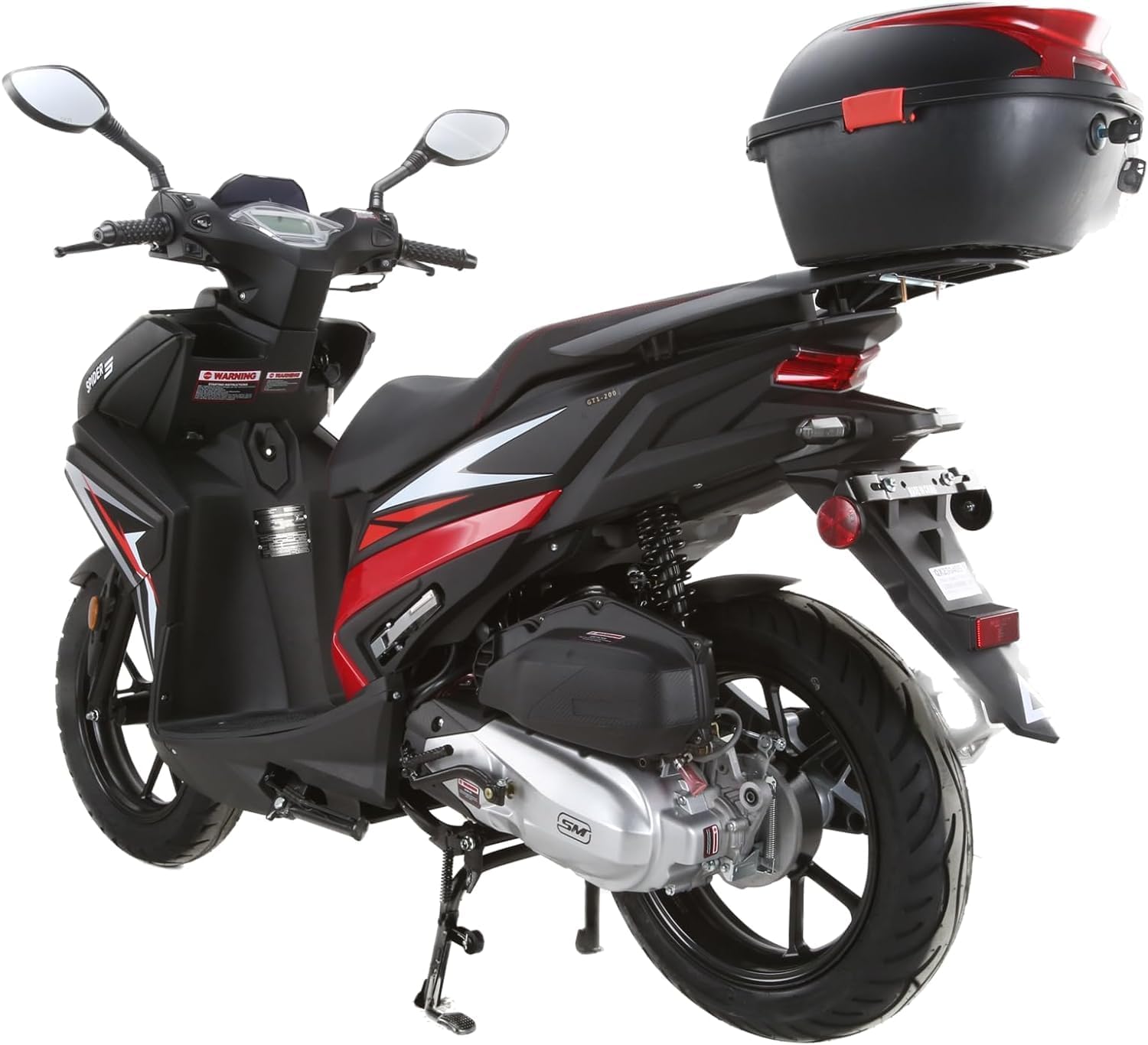 HHH Spider 200 EFI Scooter Clash 200cc EFI Deluxe Gas Powered 200cc Motorcycle Street Scooter Fully Automatic 14 inch Tires (Black Color)