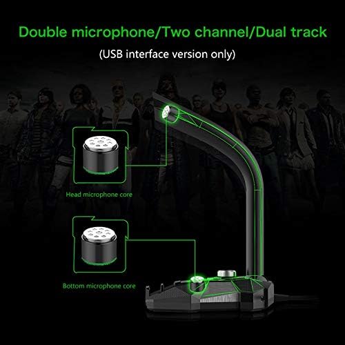 Dynamic Wired Game Condenser Microphone USB Studio Gaming 360 PC Microphone for Computer Desktop Professional Dual Mic LED