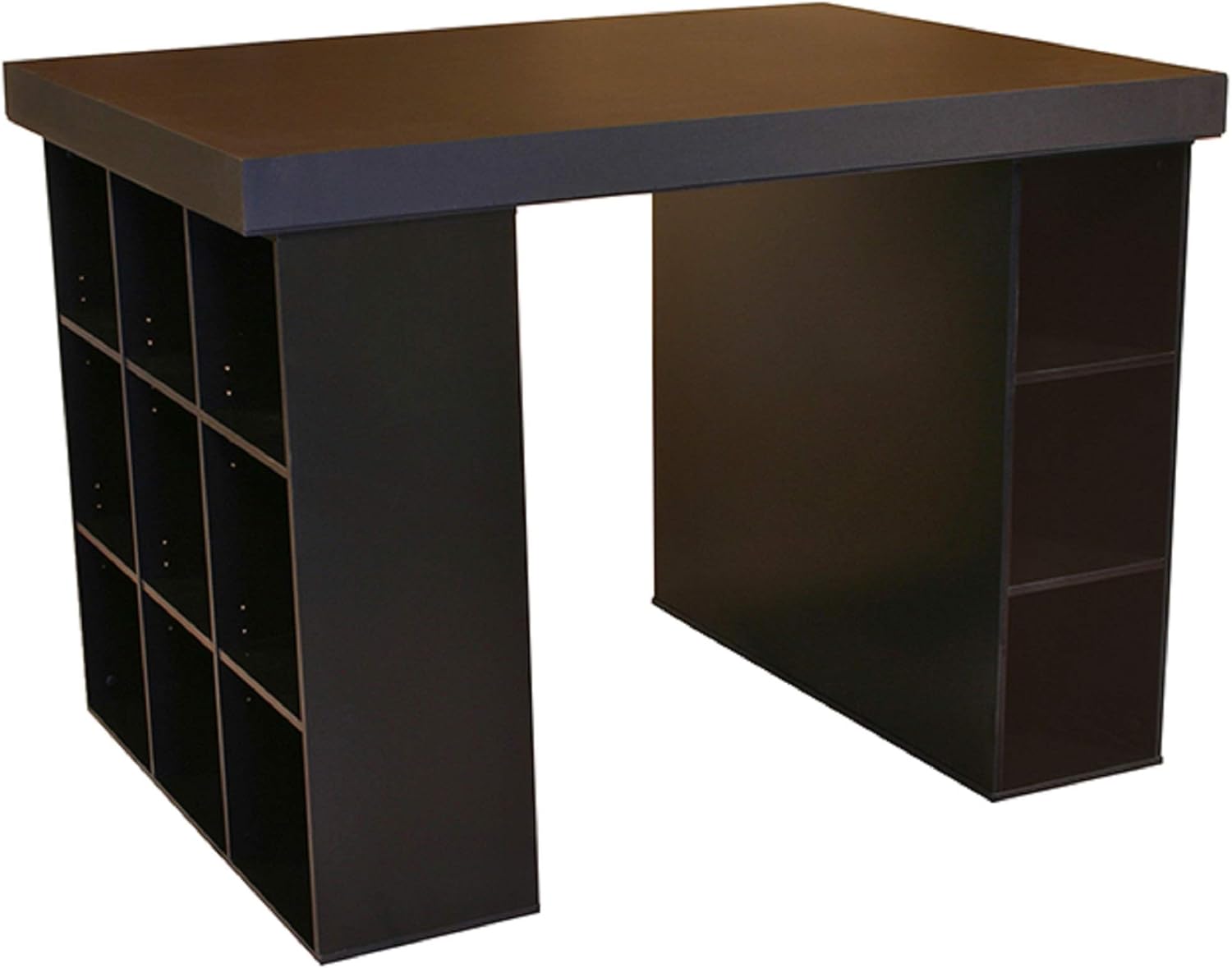 Project Center Desk with Bookcase and 3 Bin Cabinet-Black