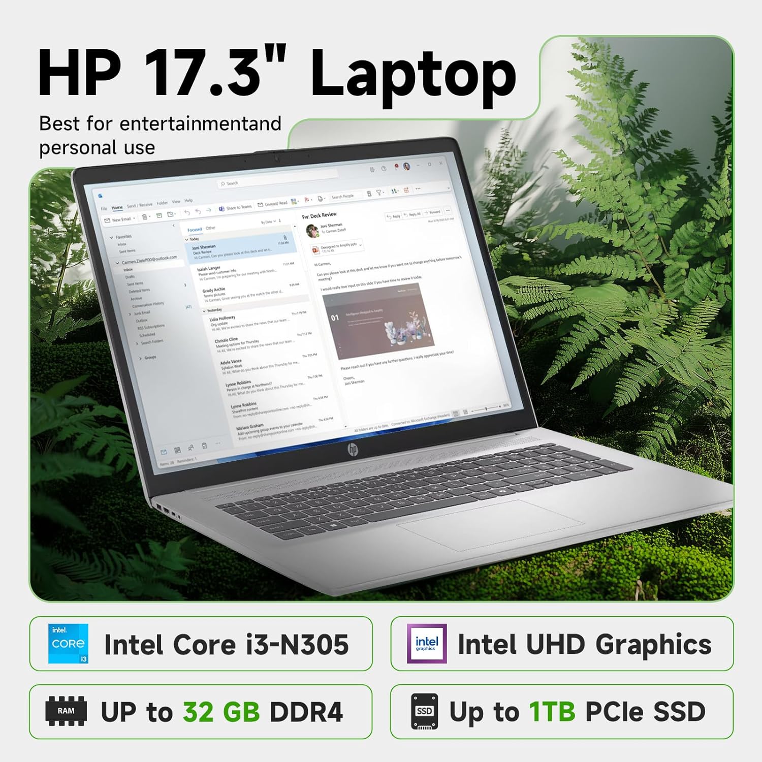 HP 17 Laptop for Business & Study, Intel 8-Core i3 Processor, 17.3