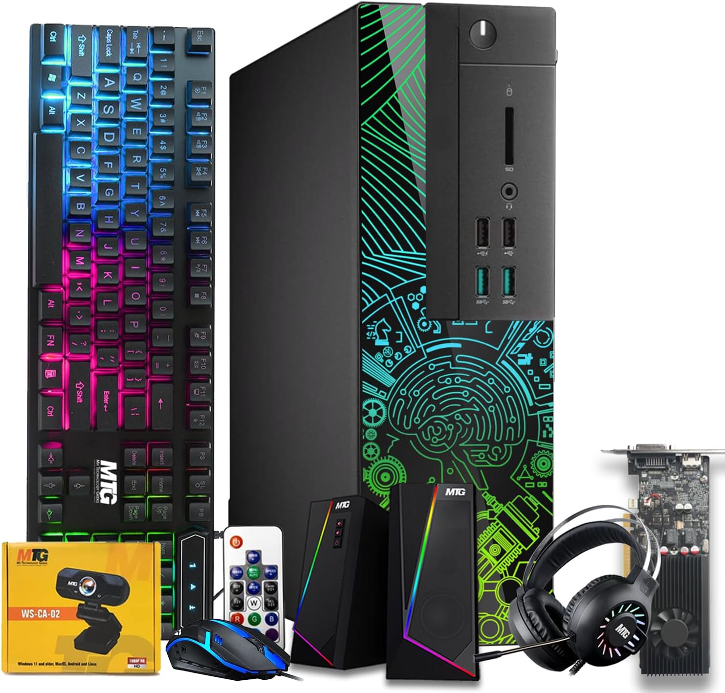 Lumos 8 Gaming Desktop PC, Intel Core i7 6th Gen, GT 1030 2GB DDR5, 8GB RAM, 256GB SSD, RGB Kit, Win 11 (Renewed)