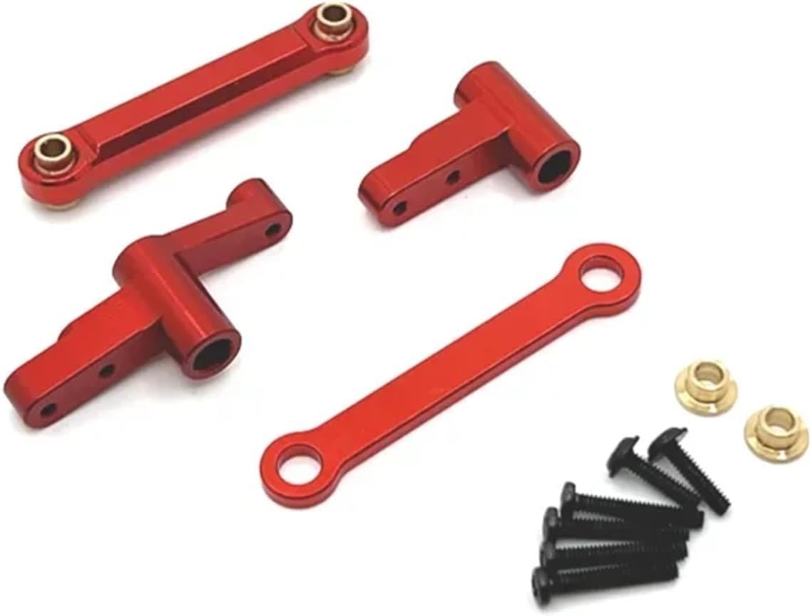 Compatible with Mjx 14210 14209 RC Car Upgrade Parts Metal Steering Cup Upper and Lower for Swing Arm Kit Shock Tower Bracket RC Car Parts(Red)