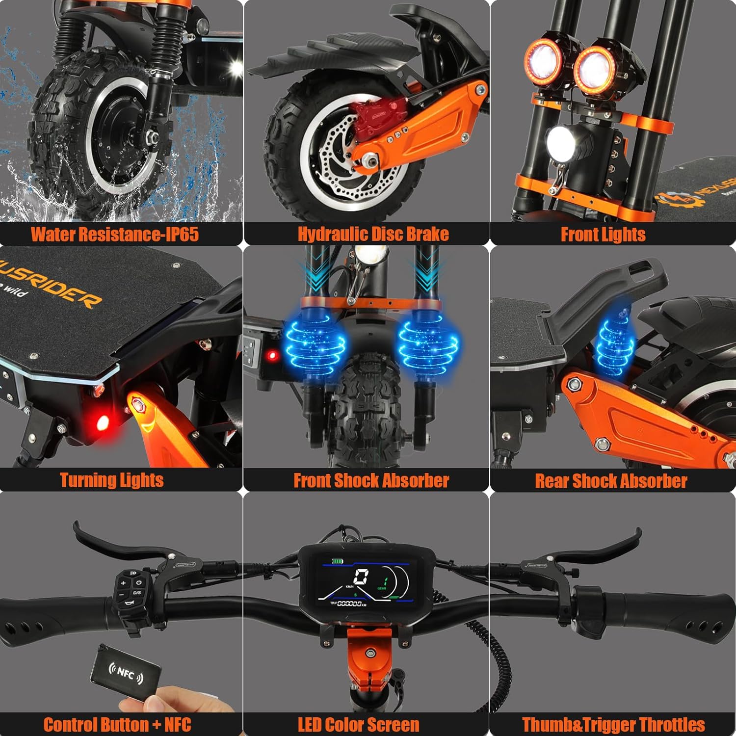 Adults Electric Scooter 6000W Dual Motor Up to 58 mph, 60 Miles Range, 60V35Ah Battery, C-Type Dual Suspensions 11