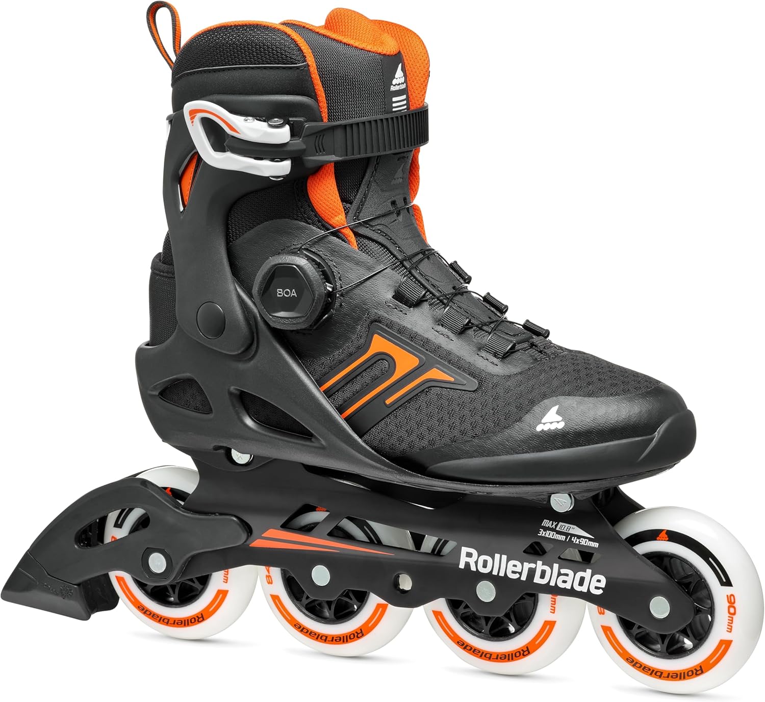 Rollerblade Macroblade 90 BOA Men's Adult Fitness Inline Skate, Black and Orange