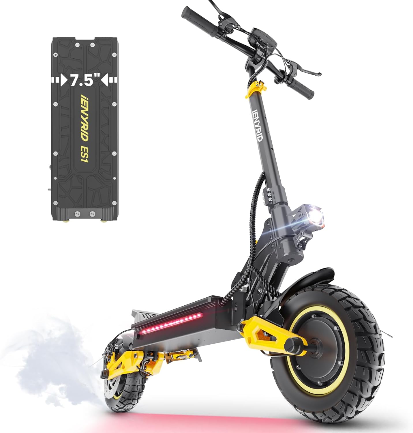 ES1/ES60 Electric Scooter Adults, 2400W Dual Motor Off Road Electric Scooter, Up to 38/40.5 Mph / 40/45 Miles Range, Offroad Pneumatic Tire, Hydraulic and Rocker Arm Damping