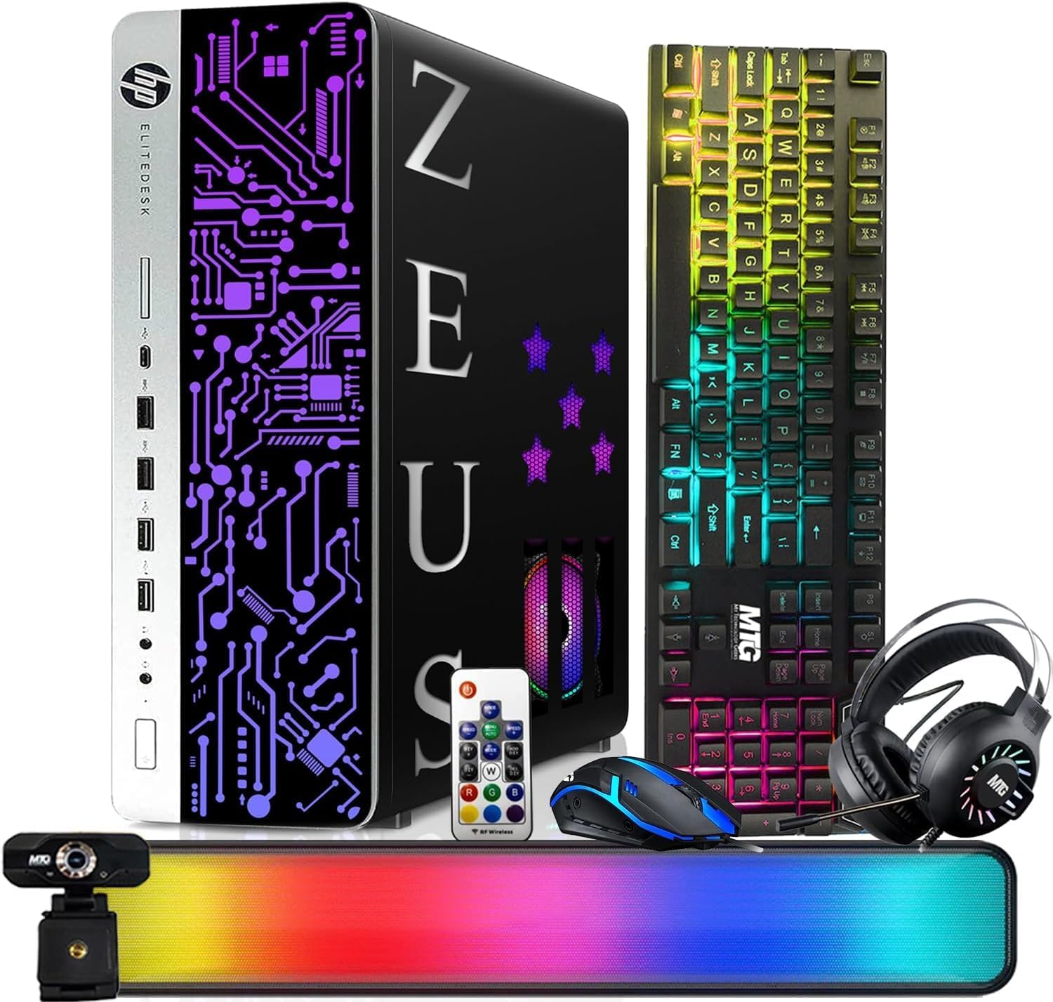 HP G3 Gaming Desktop PC, Intel i7 6th Gen, GT 1030 2GB DDR5, 16GB RAM, 256GB SSD + 1TB HDD, RGB Kit, Windows 11 (Renewed)