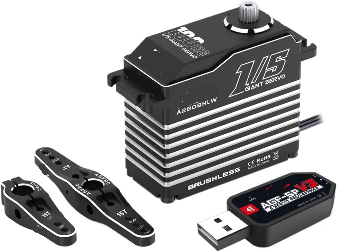 A280BH A280BHLW 78KG 100KG HV High Torque Brushless Waterproof Remote Control Servo Motor Suitable for 1/5(A280BHLW 100kg set1)