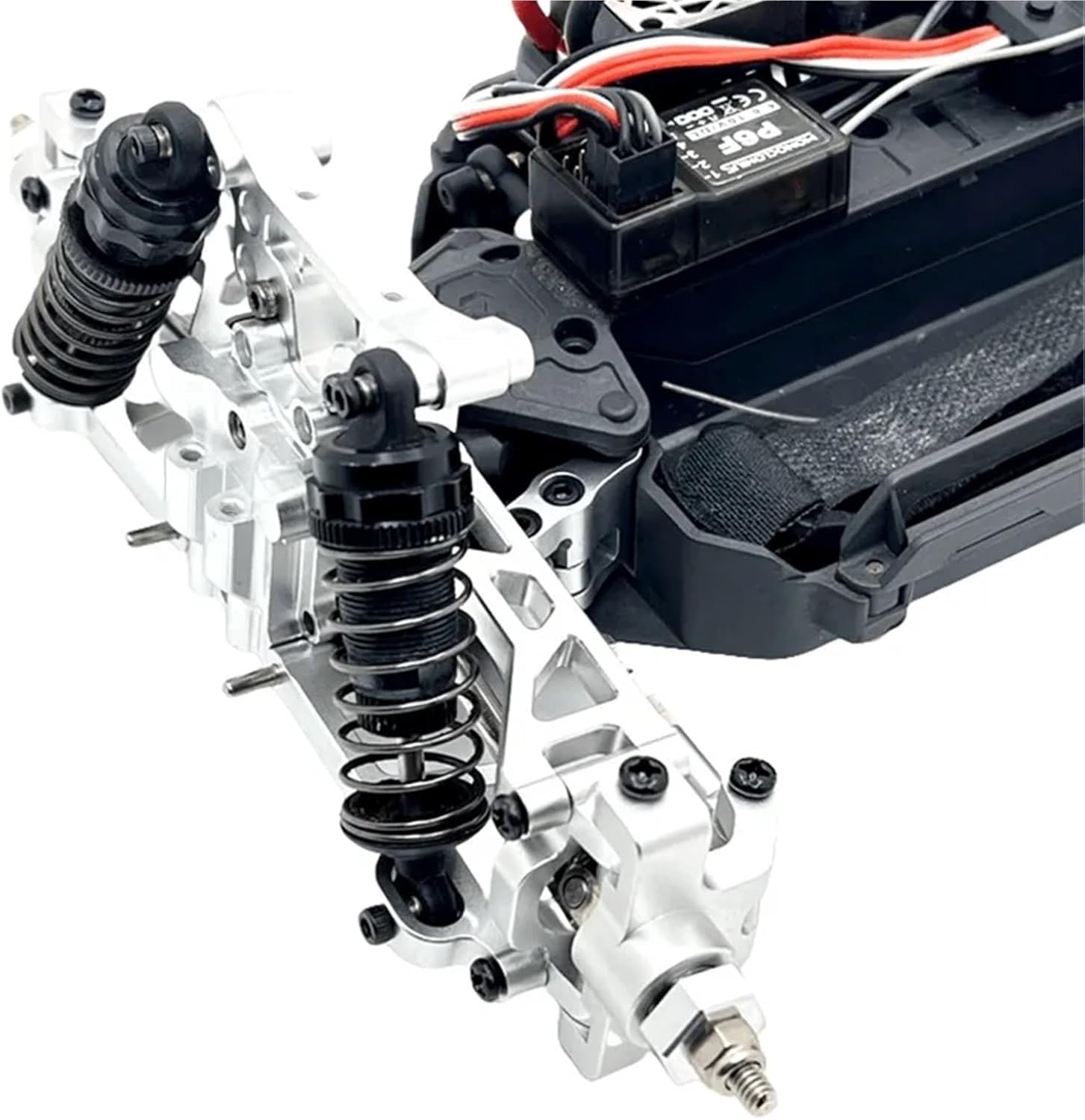 For UDIRC GR M16 Metal Upgrade Parts Kit Steering Block Hub Carrier Suspension Arm Link Rod Shock Tower RC Car Accessories Models(Red,Adapter)