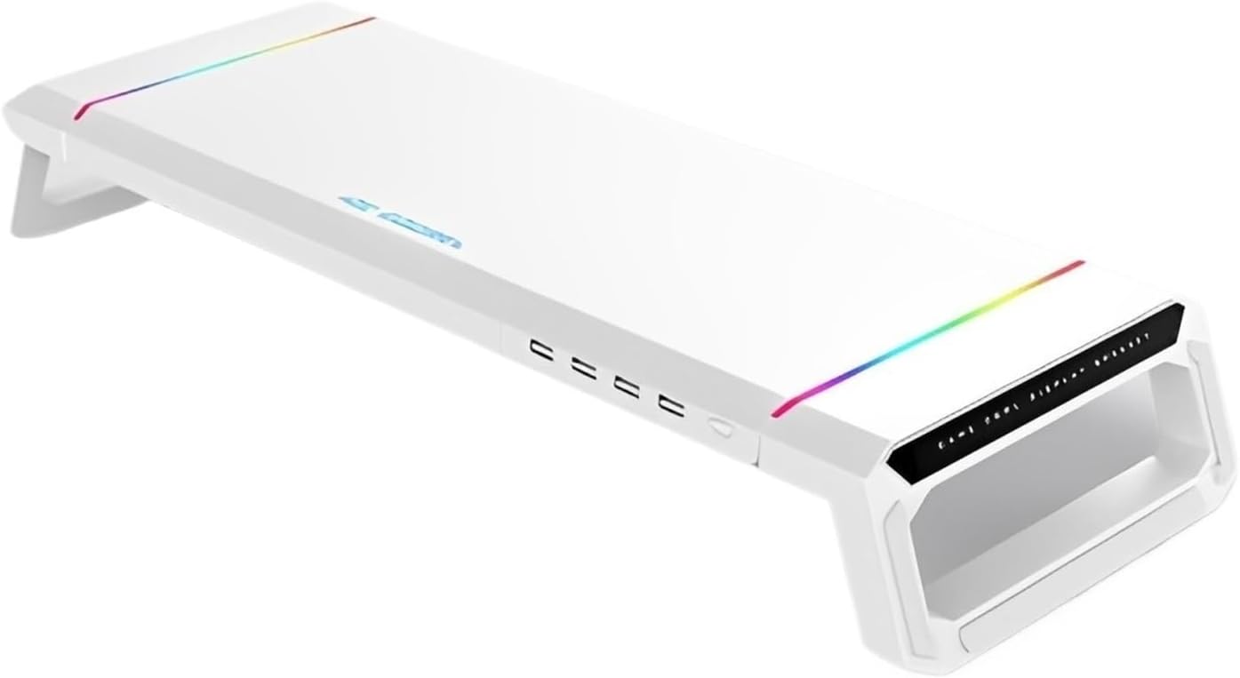 Computer monitor stand 4 USB2.0 ports keyboard and mouse storage rack screen stand with drawer monitor stand(WHITE)