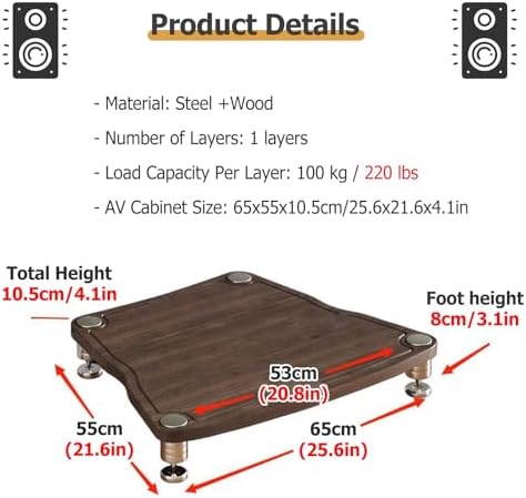 UYCVT Heavy Duty Audio Component Rack 1-4 Layers Media Stand for Record Player Stereo Receiver & Tv Durable Audio/Video Display Stand for Home Theater & Entertainment Systems-Black-1 Layer