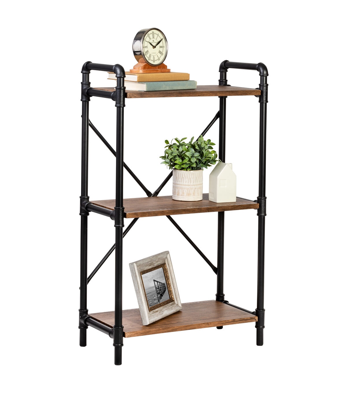 Honey Can Do 3 Tier Industrial Bookshelf Black