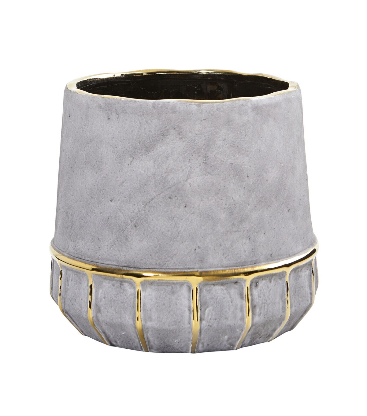 Nearly Natural 8.5 Regal Stone Decorative Planter With Gold Accents