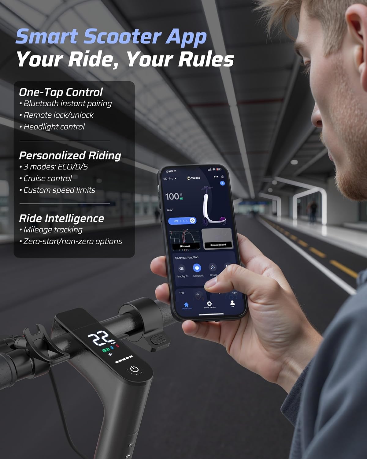 Electric Scooter for Adults, 350W/500W Motor, Up to 22 Miles Long Range, 8.5