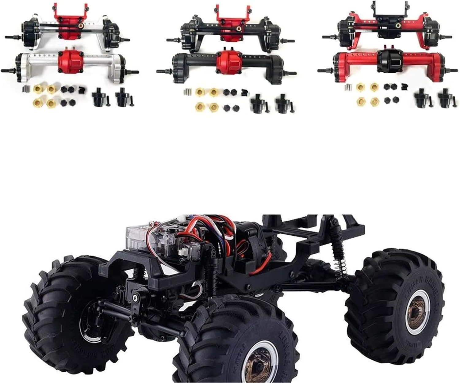 Compatible with FMS for FCX24 1/24 RC Crawler Car Upgrade Parts RC Replacement Accessories Front Rear Portal Axle Assembly RC Car Part Accessories(Silver)