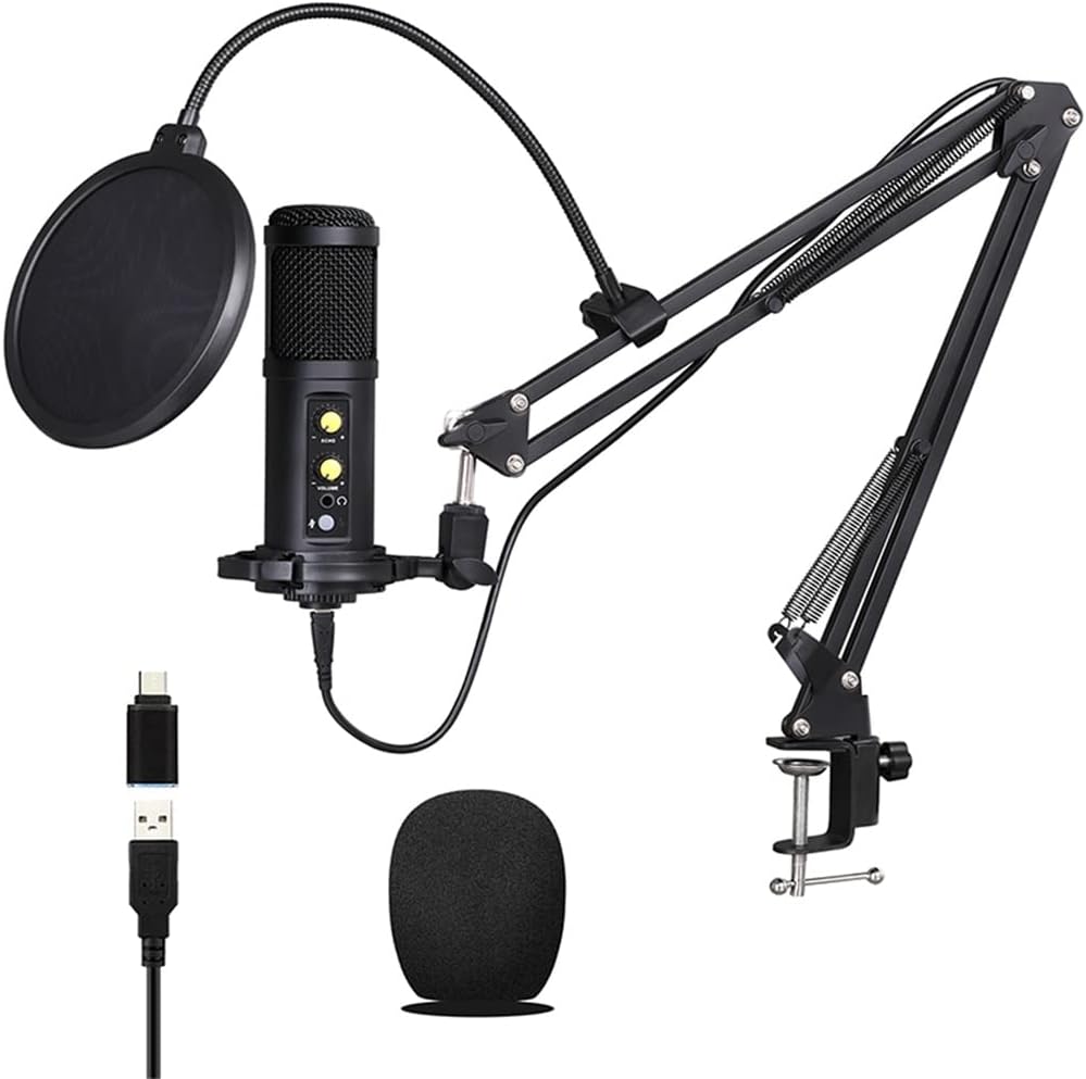 BM850 USB Microphone for Recording/Streaming/Gaming, Professional Microphone for PC/Laptop, Voice Volume Control