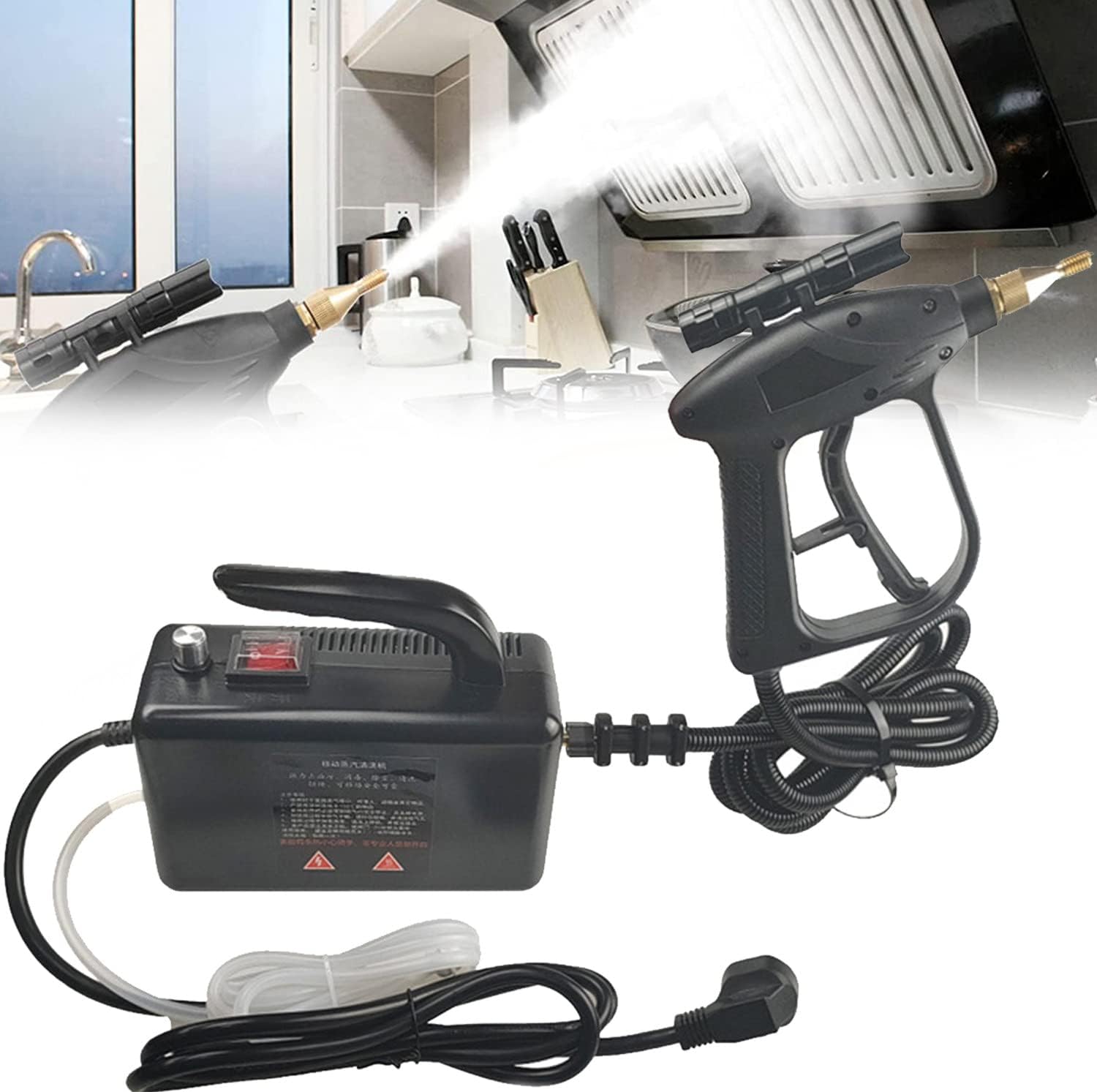 ZWEBY 2600W High Pressure Steam Cleaner, Portable Steam Cleaner, High Temperature High Pressure Mobile Cleaning Machine, Commercial Multi-Purpose Industrial Home Steam Cleaner,Black