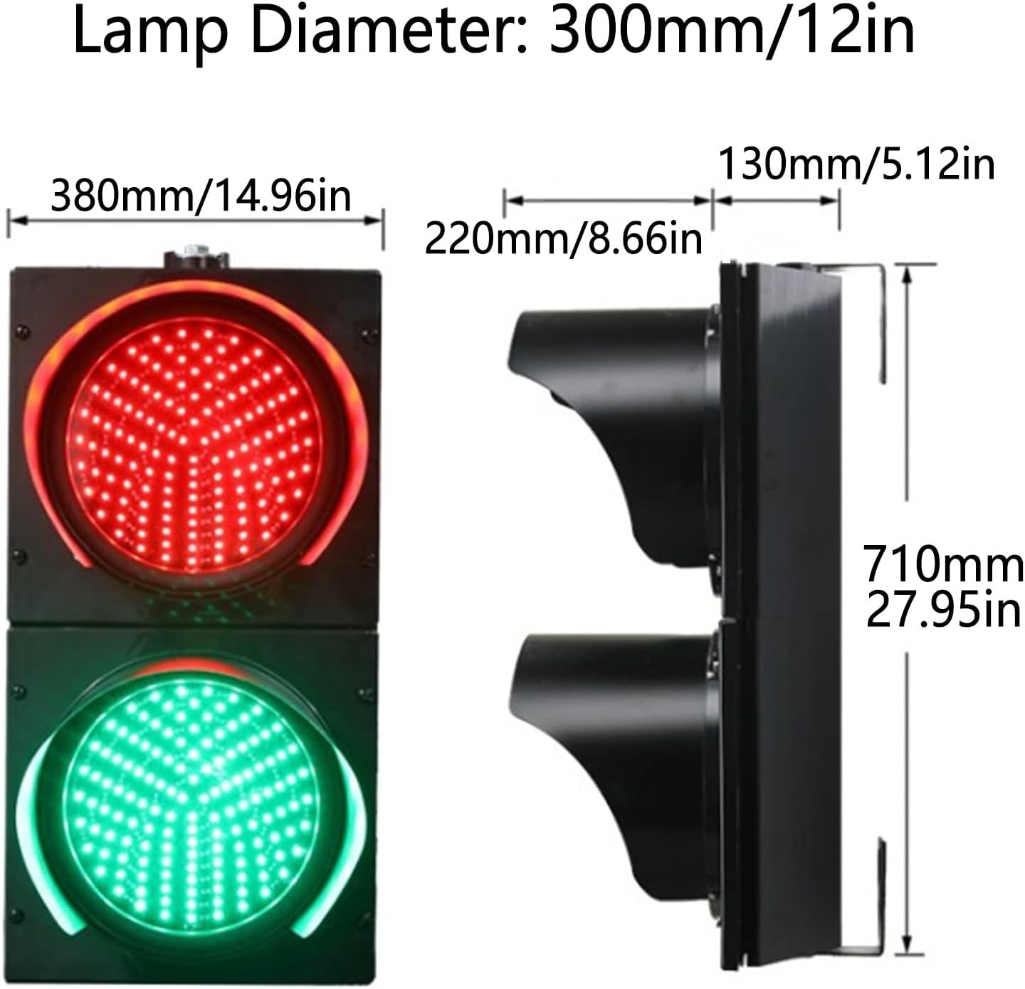 Traffic Light, Traffic Signal Light, Red/Green Stop and Go Light, Industrial Loading Dock Bay Light, Road Signs Indicator Warning Light, for Toll Station, Shopping Mall, Parking Lane(AC 220V,300mm/12i