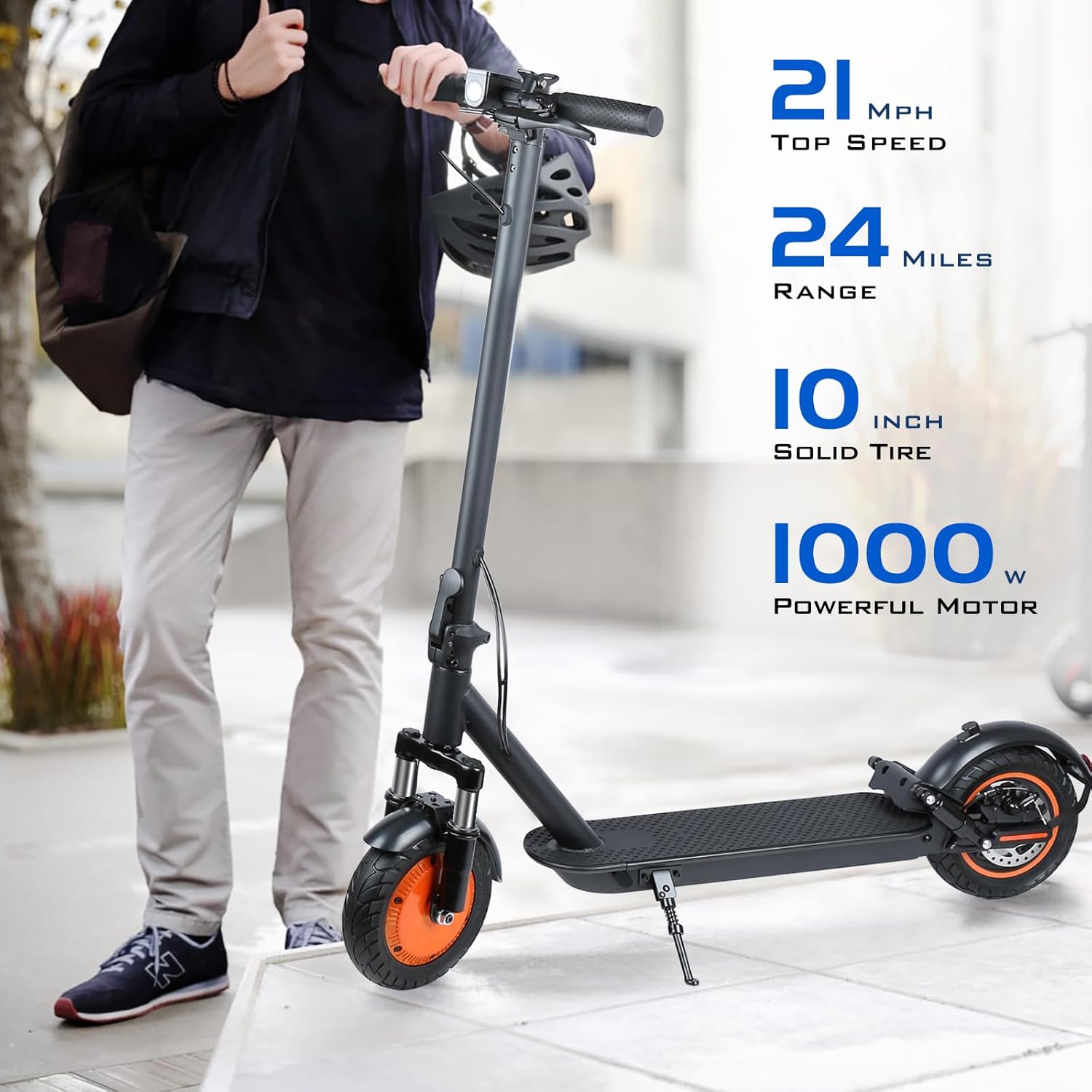 Electric Scooter for Adults，8.5/10inch Solid Tires，15/20MPH Top Speed ，12/21/24Miles Range, 350/500/1000W Motor，Foldable Commuter E-Scooter with App, Dual Brake System, UL2272 Certified