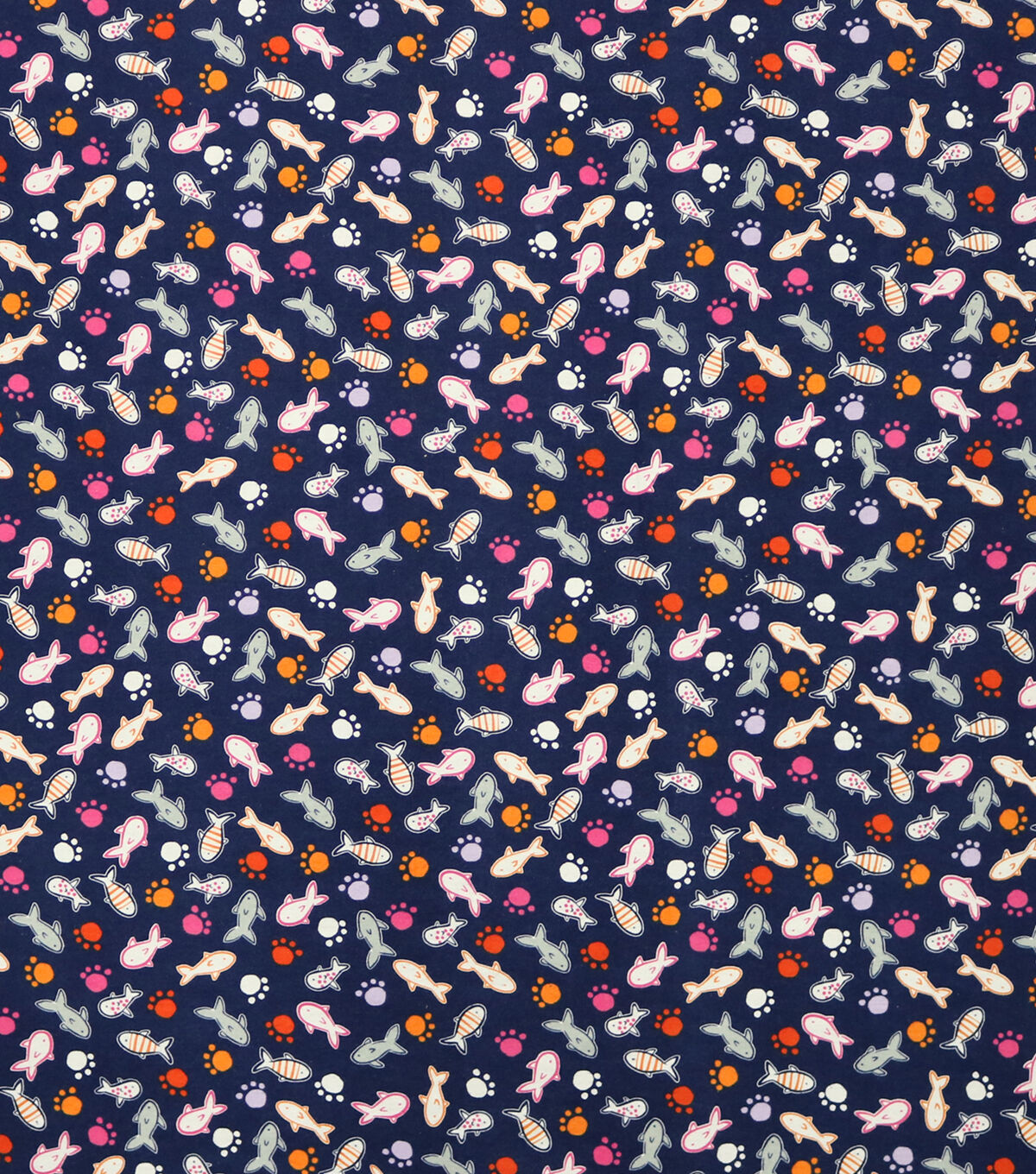 Paw Prints And Fish Super Snuggle Flannel Fabric