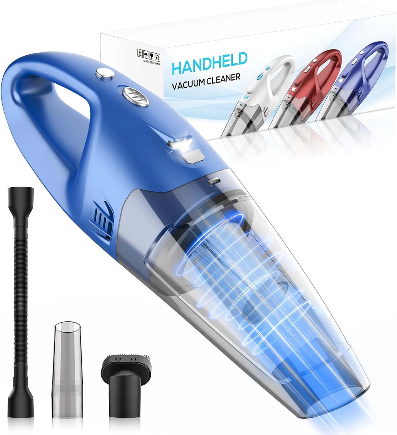 YOOHI Handheld Vacuum Cordless Rechargeable – 6000Pa Mini Hand Held Vacuum, LED Light, 20–25 Mins Runtime, USB Charging, 500ML Cup – Lightweight Small Vacuum Cleaner Cordless for Car/Office/Home