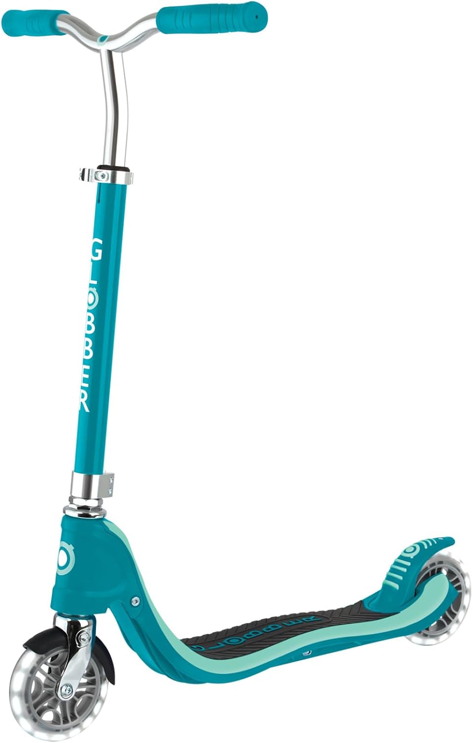 Globber KICK SCOOTER Flow 125 Lights Scooter, Teal, 5 Years and Up, Light Up Wheels