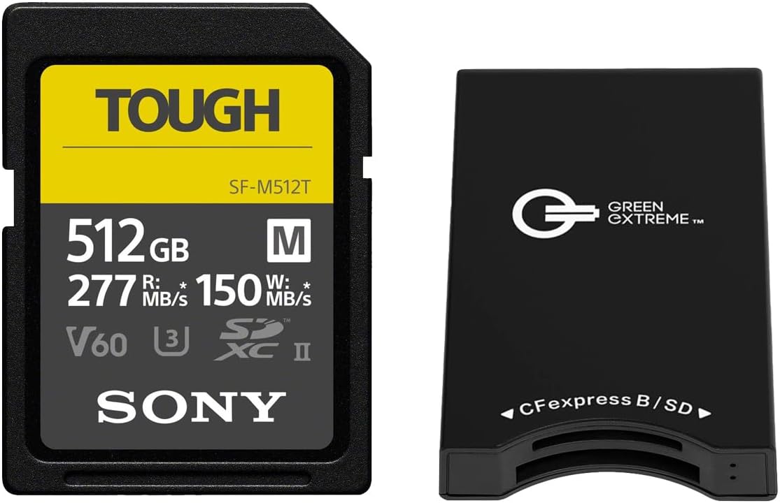 Sony SF-M Series Tough 512GB UHS-II SDXC Memory Card, Bundle with CFexpress Type-B and SD UHS-II Card Reader