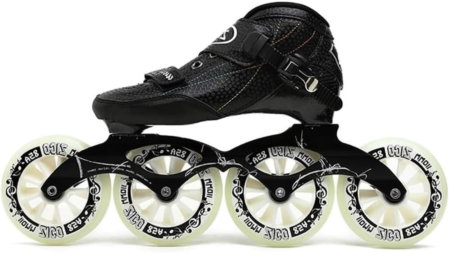 Speed Skates Inline Professional for Adults, 4 X 90-110 Mm Wheels Single Row Adjustable Lightweight Racing Skates for Beginners and Teens Fitness Skating Roller Skates Unisex