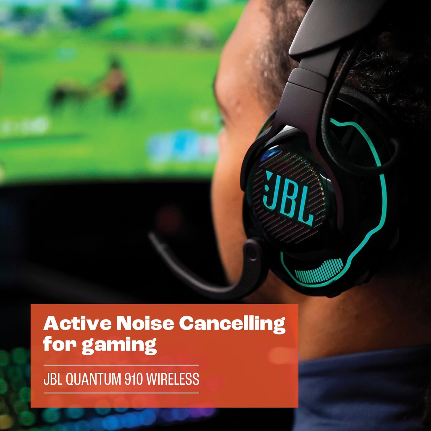 JBL Quantum 910X - Wireless Over-Ear Hi-Res Certified JBL QuantumSOUND Gaming Headset with Head Tracking-Enhanced, Active Noise Cancelling & Bluetooth, Up to 37Hrs of Battery & Speed Charging (Black)