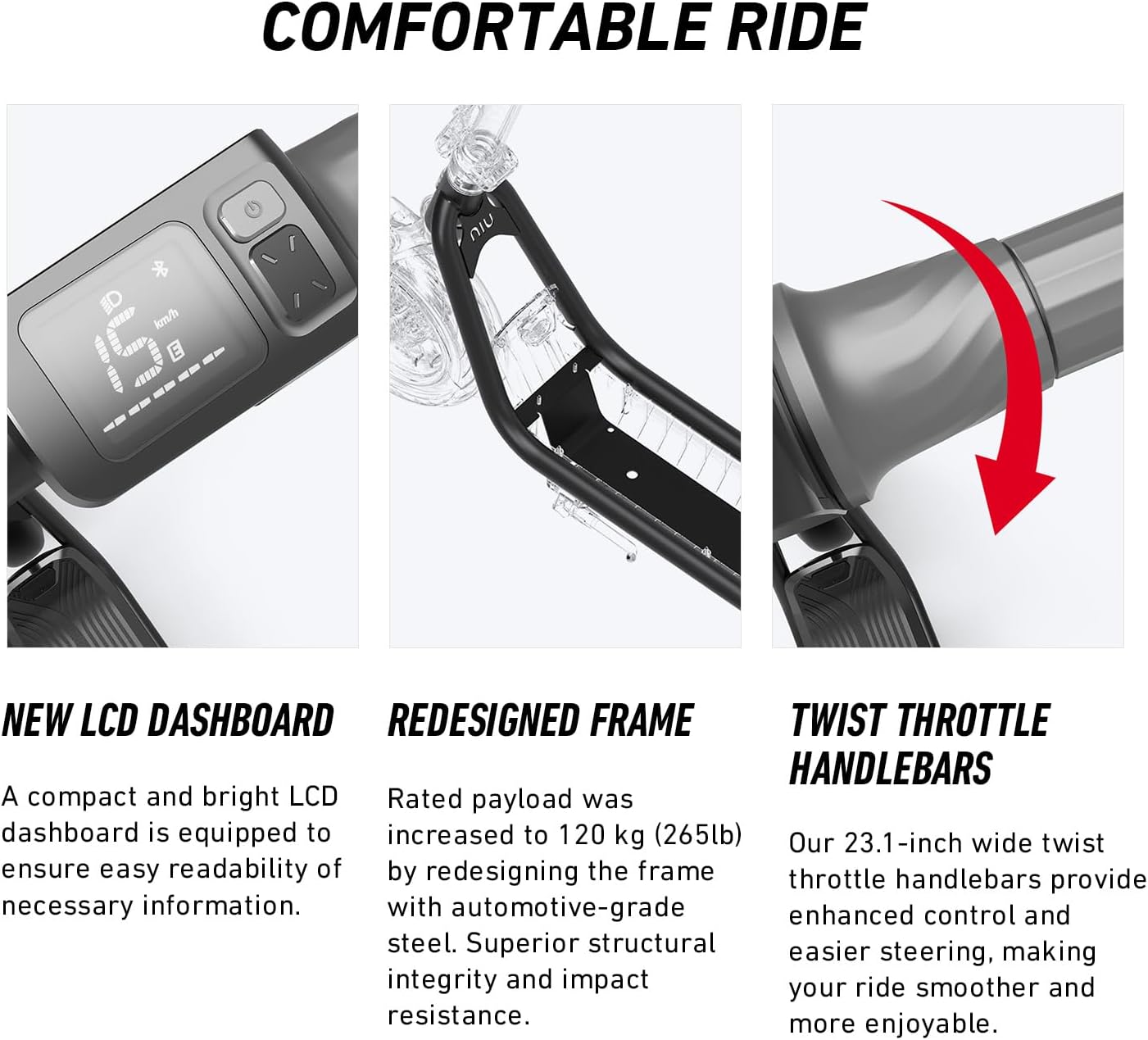 NIU Electric Scooter for Adult - KQi 100 200 Series E Scooter w/Suspension, 600-700W Peak Power, 18-33 Max Miles, Top 17.4-20 MPH, Portable Commuting Escooter, Folding Handlebars(Only K100F & K200F)