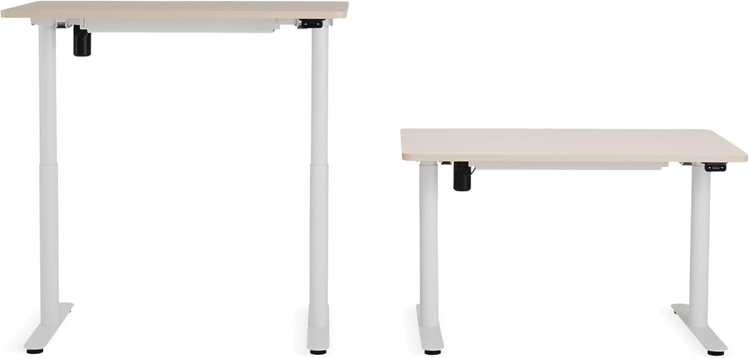Steelcase AMQ Height-Adjustable Desk - Standing Adjustable Desk - Powerful Computer Standing Desk - Easy Assembly Computer Desk - White Base & Light Oak Top