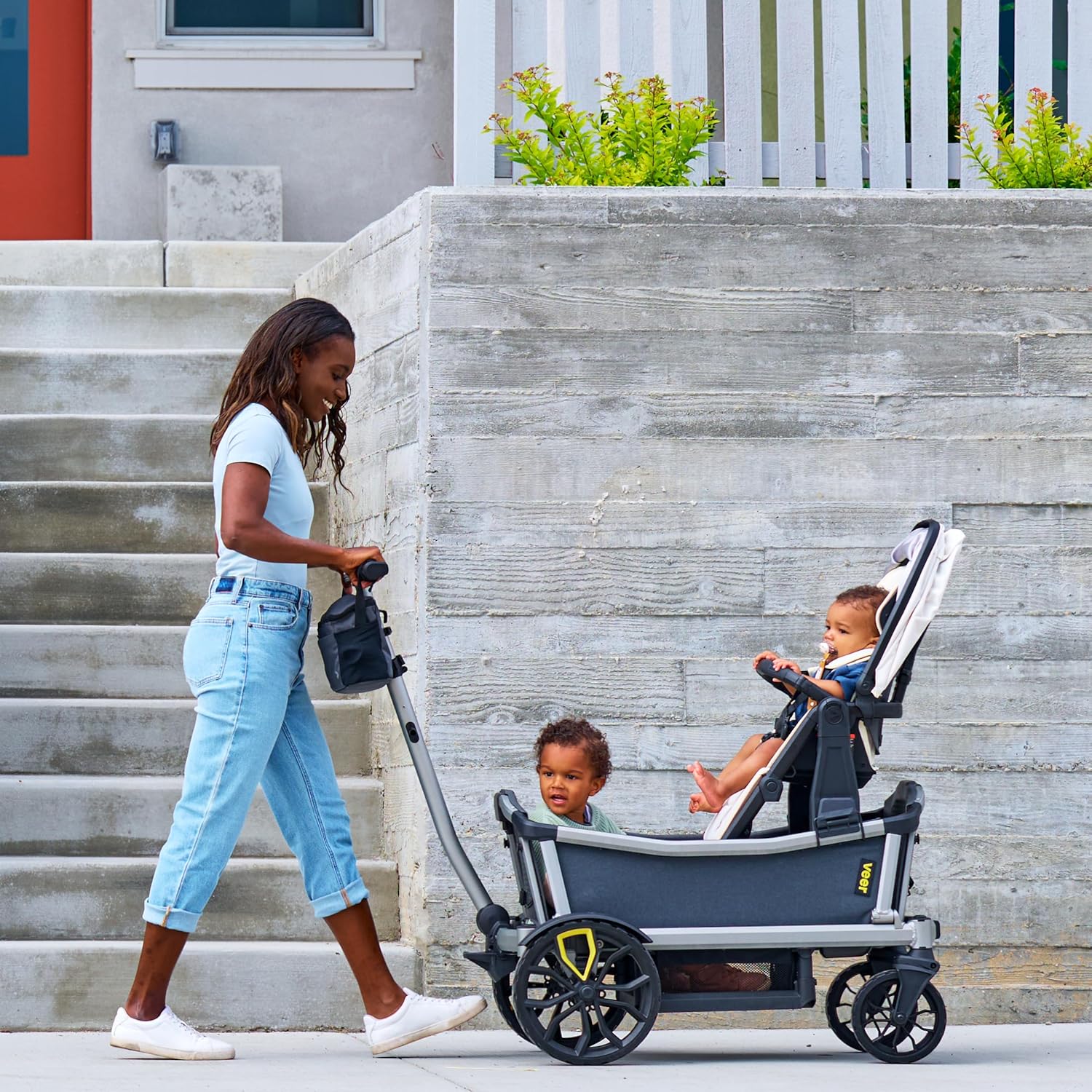 Veer Cruiser City | Premium Urban Wagon Stroller for Babies, Toddlers, and Kids | Traditional Stroller Push Steering | JPMA Certified | Lightweight and Collapsible | 2 Seater