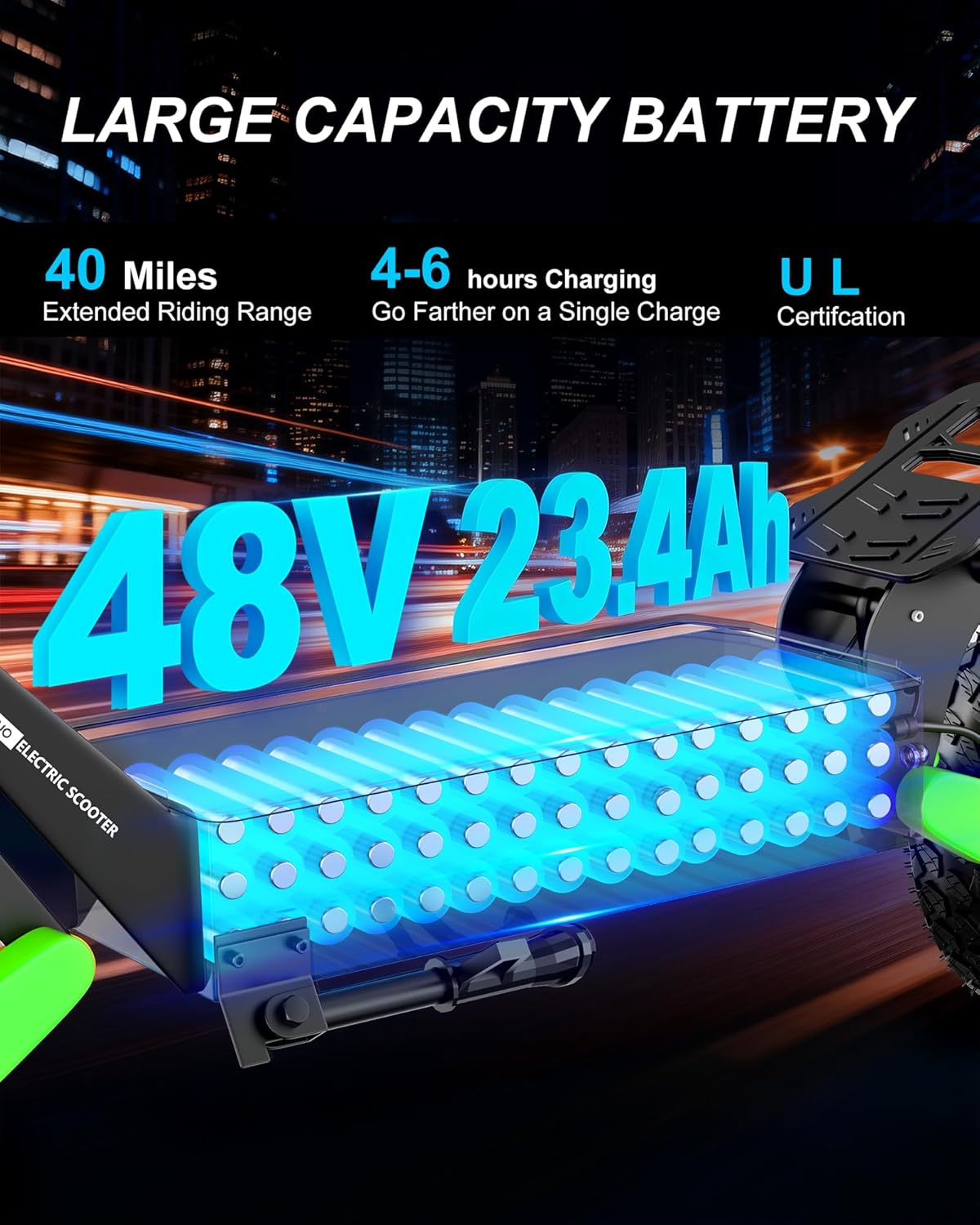 Electric Scooter Adults, 1200W/2400W, Up to 31MPH/40MPH, 25/45Miles Fast E-Scooter with 11