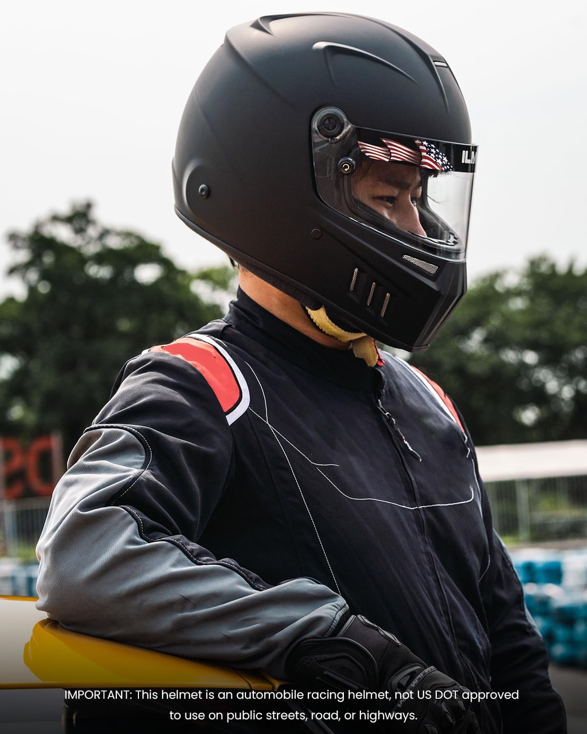 ILM Snell SA2025 Full Face Auto Racing Helmets Lightweight Fiberglass for Adult Men and Women Model 890