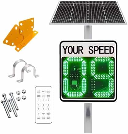 Solar-Powered Radar Speed Sign - 24x24 Inches Display for Highways & Speed-Limited Roads, Complete with Accessories for Enhanced Traffic Safety