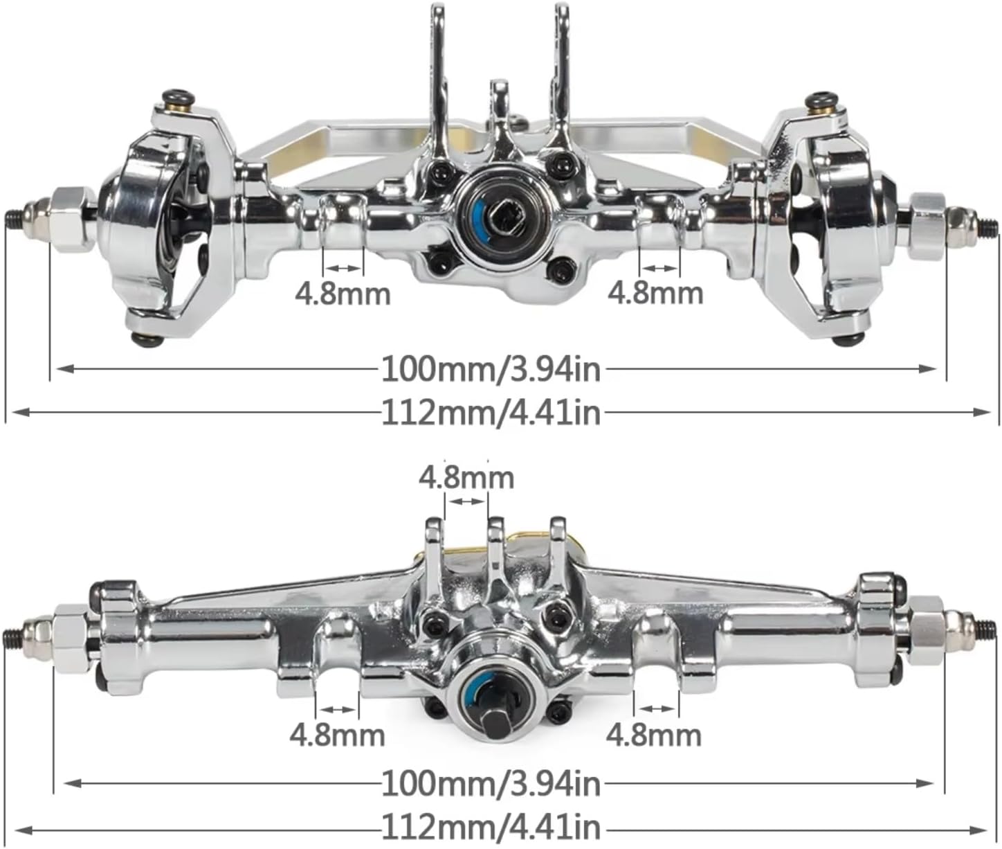 Rc Crawlers Axles For TRX4M For Bronco For Defender K10 1/18 Heavy Duty Metal Front And Rear Axles Set Chassis Upgrade Parts RC Crawler Car(Silver)