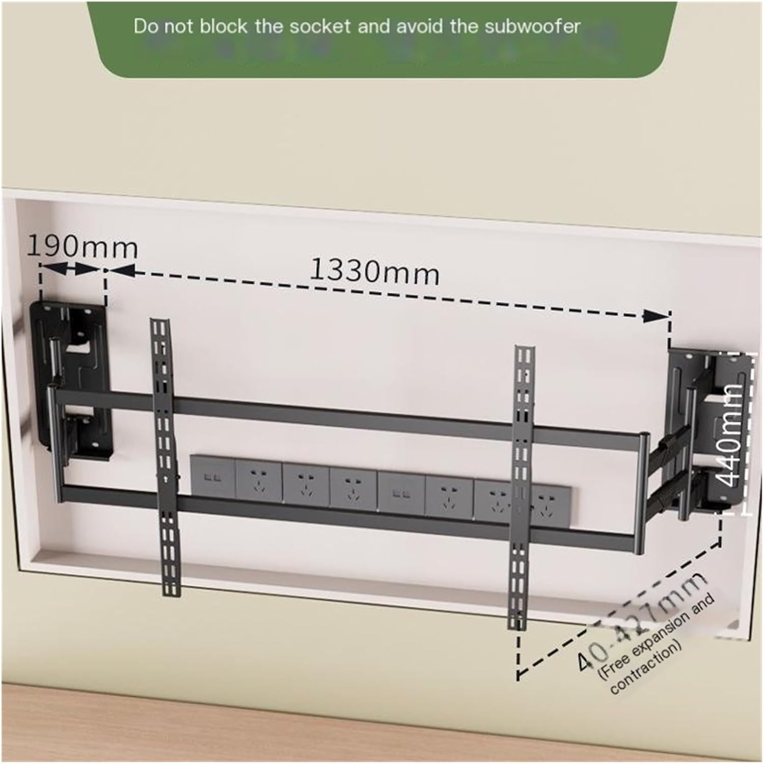 Built-in Ultra-Thin Large TV Mount 98 100 115 inch Telescopic Bracket NX120