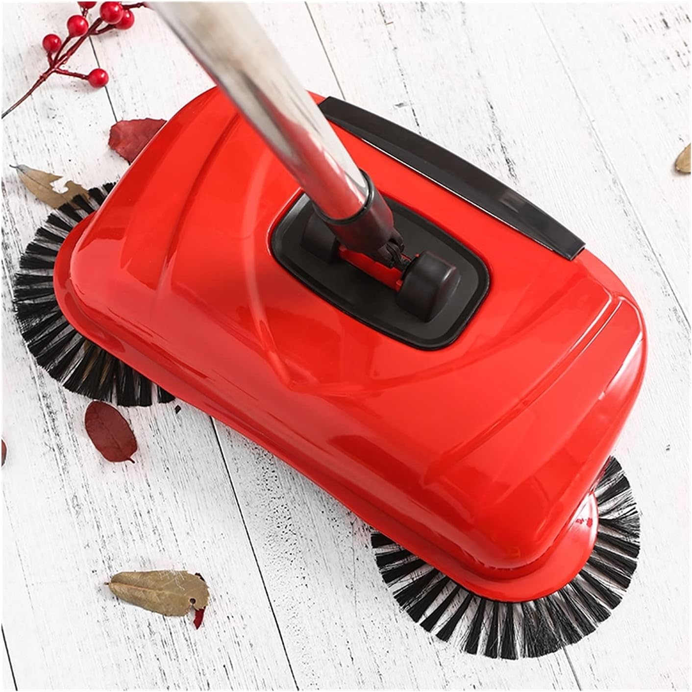 U5GAAALPPQ9 Stainless Steel Sweeping Machine Push Type Broom Dustpan Handle Household Vacuum Cleaner Hand Push Sweeper Floor Robotic Home Cleaner (Color : Red) (Red)