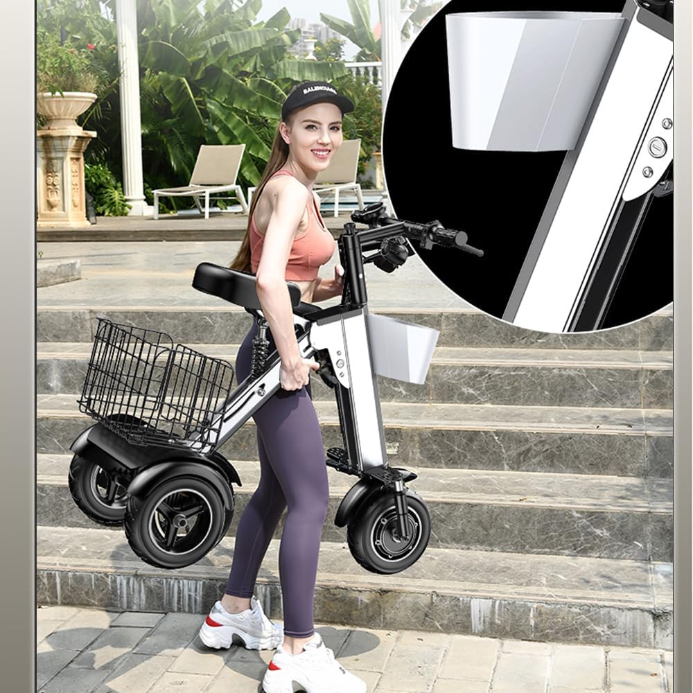 Foldable Mobility Scooter for Adults Small and Lightweight with Seat 3-Wheel Electric Scooter, Super Convenient Mobility Scooter Suitable for Commuting and Travel Can be Placed in Car Trunk